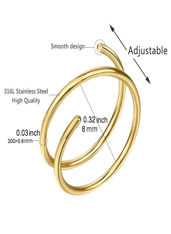 Decentraland Stainless Steel Spiral Nose Ring Double Hoop Nose Ring Single Pierced Nose Piercing for Women Hypoallergenic - Image 2